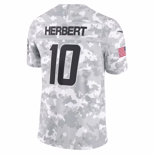 Justin Herbert Los Angeles Chargers Nike 2024 Salute to Service Limited Jersey – Arctic Camo - Image 3