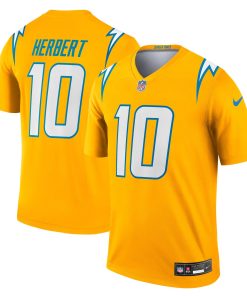 Justin Herbert Los Angeles Chargers Nike Alternate Charger Power Legend Player Performance Top – Gold