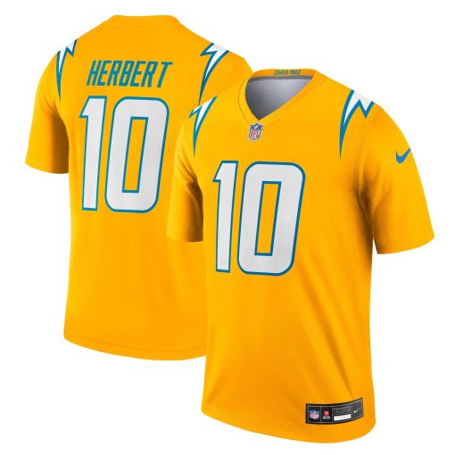 Justin Herbert Los Angeles Chargers Nike Alternate Charger Power Legend Player Performance Top – Gold