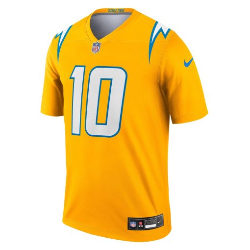 Justin Herbert Los Angeles Chargers Nike Alternate Charger Power Legend Player Performance Top – Gold - Image 2