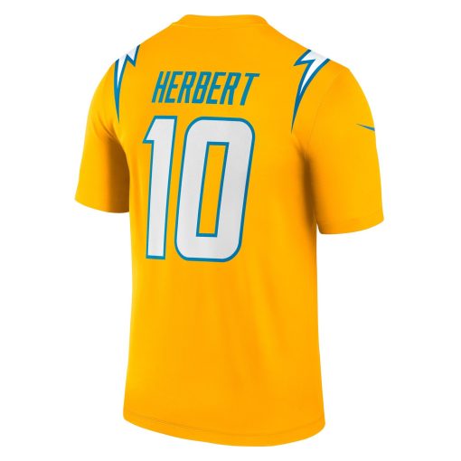 Justin Herbert Los Angeles Chargers Nike Alternate Charger Power Legend Player Performance Top – Gold - Image 3