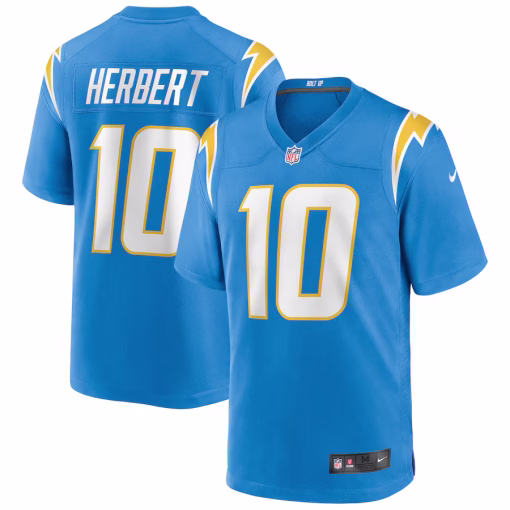 Justin Herbert Los Angeles Chargers Nike Player Game Jersey – Powder Blue