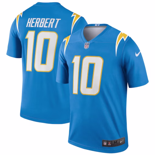 Justin Herbert Los Angeles Chargers Nike Team Legend Player Performance Top – Powder Blue