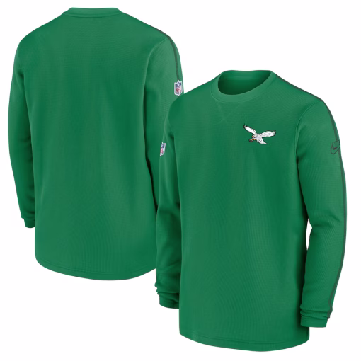 Men’s Philadelphia Eagles Nike Kelly Green Alternate Logo Coach Long Sleeve Top