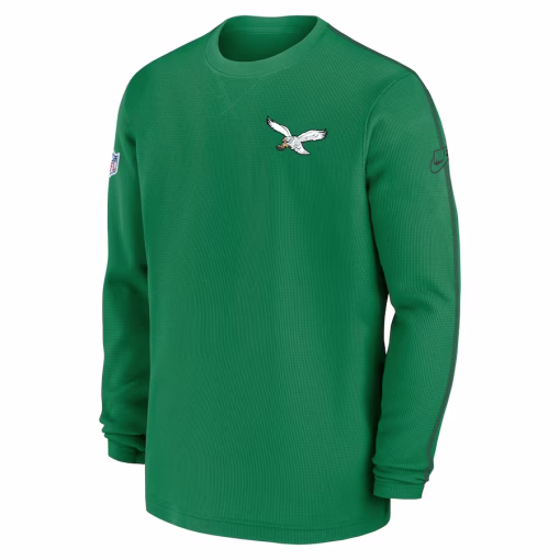 Men’s Philadelphia Eagles Nike Kelly Green Alternate Logo Coach Long Sleeve Top - Image 2