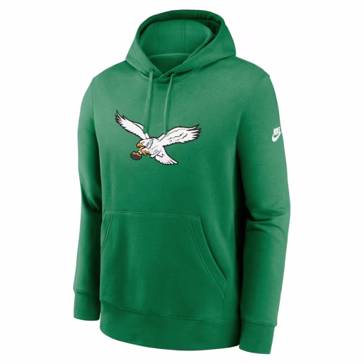 Men’s Philadelphia Eagles Nike Kelly Green Rewind Club Logo Pullover Hoodie - Image 2