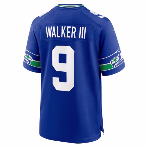 Kenneth Walker III Seattle Seahawks Nike Throwback Player Game Jersey – Royal - Image 3