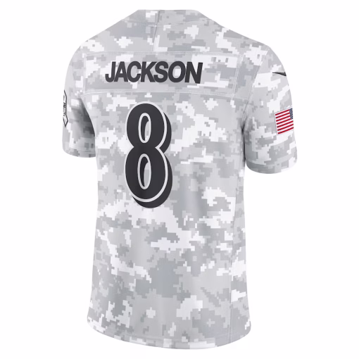 Lamar Jackson Baltimore Ravens Nike 2024 Salute to Service Limited Jersey – Arctic Camo - Image 3