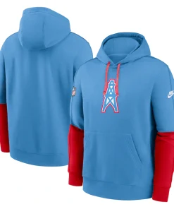 Tennessee Titans Nike Oilers Throwback Alternate Logo Club Tri-Blend Pullover Hoodie – Light Blue