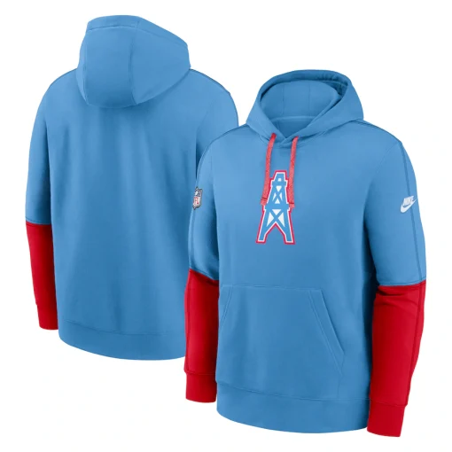 Tennessee Titans Nike Oilers Throwback Alternate Logo Club Tri-Blend Pullover Hoodie – Light Blue