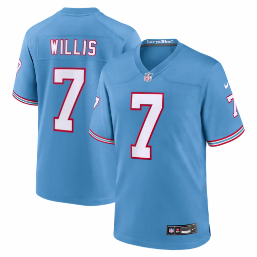 Malik Willis Tennessee Titans Nike Oilers Throwback Alternate Game Player Jersey – Light Blue