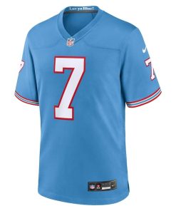 Alternative view of Malik Willis Tennessee Titans Nike Oilers Throwback Alternate Game Player Jersey – Light Blue