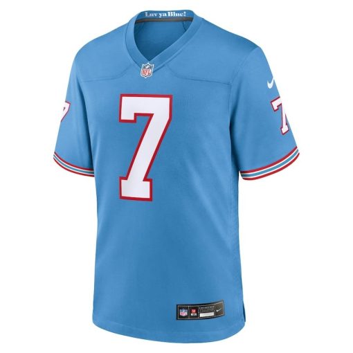Malik Willis Tennessee Titans Nike Oilers Throwback Alternate Game Player Jersey – Light Blue - Image 2