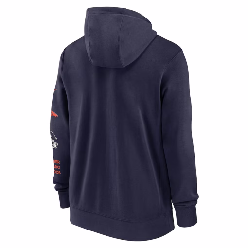 Denver Broncos Nike Club Full-Zip Hoodie Jacket – Navy - Image 3