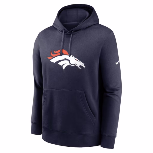 Denver Broncos Nike Club Logo Pullover Hoodie – Navy - Image 3