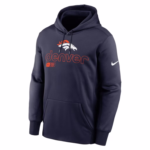 Denver Broncos Nike Performance Pullover Hoodie – Navy - Image 2