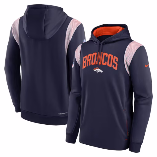 Denver Broncos Nike Sideline Athletic Stack Performance Pullover Hoodie – Navy