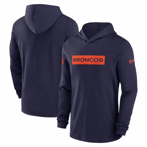 Denver Broncos Nike Sideline Hoodie Performance Long Sleeve T-Shirt – Navy