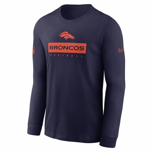 Denver Broncos Nike Sideline Lockup Performance Pullover Sweatshirt – Navy - Image 2