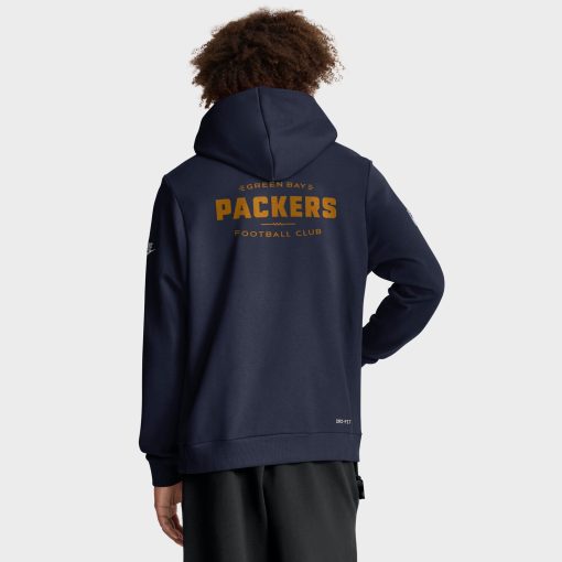Green Bay Packers Nike The 1923 Classic Sideline Dri-FIT Pullover Hoodie – Navy - Image 2
