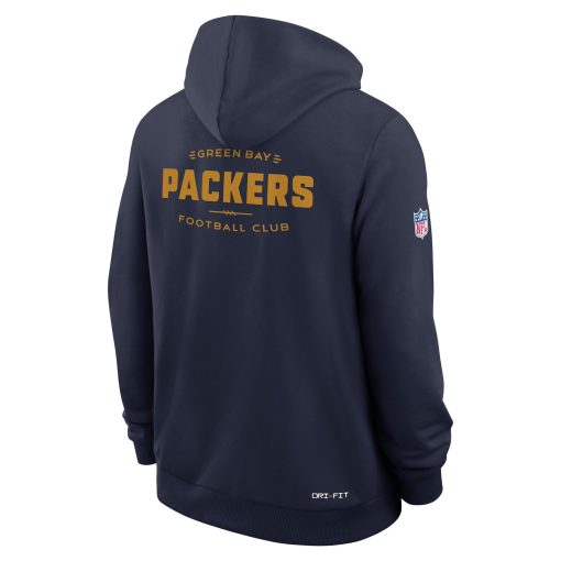 Green Bay Packers Nike The 1923 Classic Sideline Dri-FIT Pullover Hoodie – Navy - Image 5