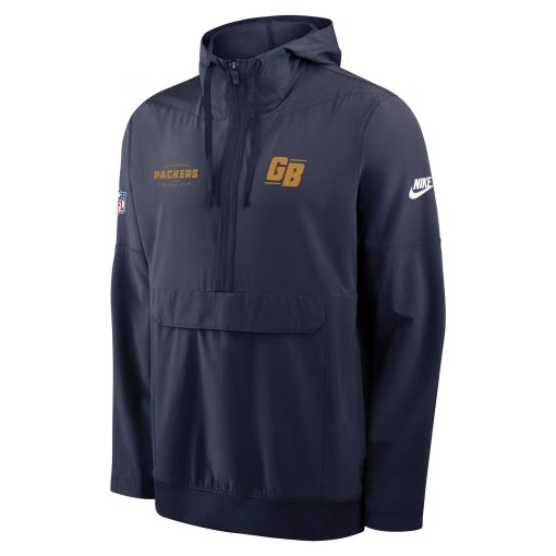 Green Bay Packers Nike The 1923 Classic Sideline Half-Zip Anorak Jacket – Navy - Image 4