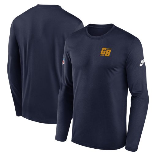 Green Bay Packers Nike The 1923 Classic Sideline Logo Dri-FIT Long Sleeve Legend T-Shirt – Navy
