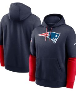 New England Patriots Nike 2024 Sideline Club Pullover Hoodie – Navy