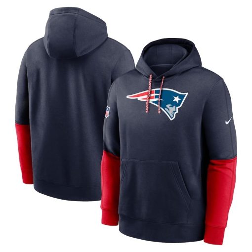 New England Patriots Nike 2024 Sideline Club Pullover Hoodie – Navy