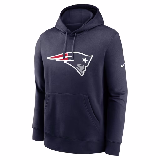 New England Patriots Nike Club Logo Pullover Hoodie – Navy - Image 2
