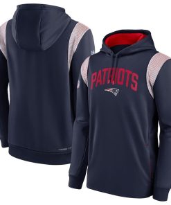 New England Patriots Nike Sideline Athletic Stack Performance Pullover Hoodie – Navy