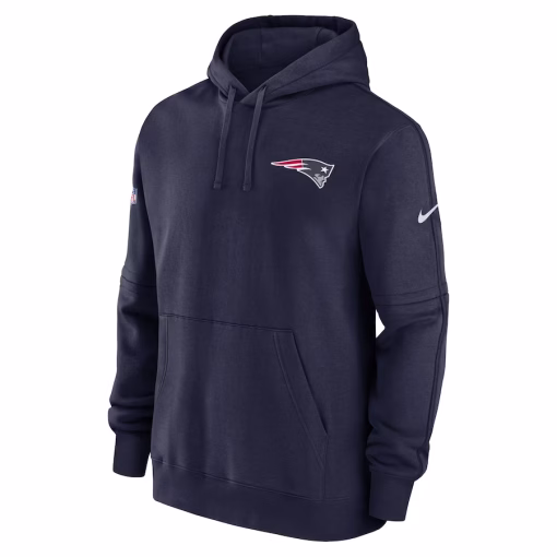 New England Patriots Nike Sideline Club Fleece Pullover Hoodie – Navy - Image 2