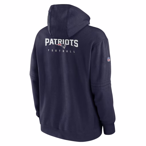 New England Patriots Nike Sideline Club Fleece Pullover Hoodie – Navy - Image 3
