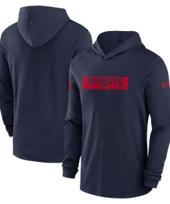 New England Patriots Nike Sideline Hoodie Performance Long Sleeve T-Shirt – Navy