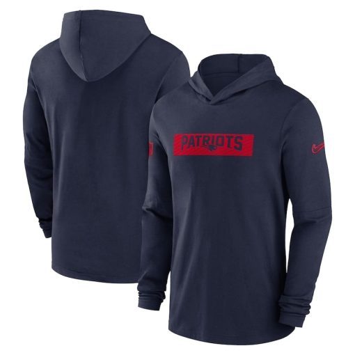 New England Patriots Nike Sideline Hoodie Performance Long Sleeve T-Shirt – Navy