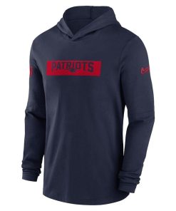 Alternative view of New England Patriots Nike Sideline Hoodie Performance Long Sleeve T-Shirt – Navy