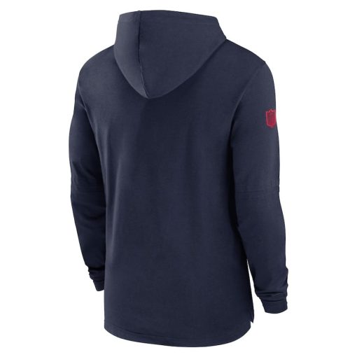 New England Patriots Nike Sideline Hoodie Performance Long Sleeve T-Shirt – Navy - Image 3
