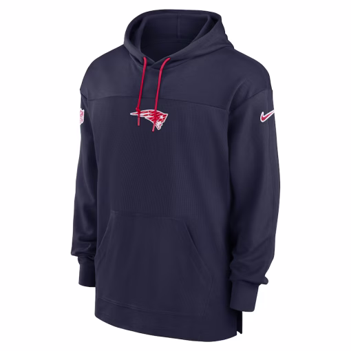 New England Patriots Nike Sideline Jersey Performance Pullover Hoodie – Navy - Image 2
