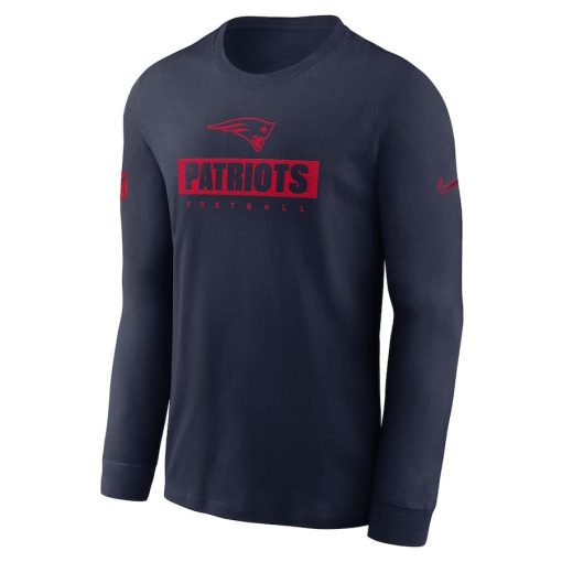 New England Patriots Nike Sideline Performance Long Sleeve T-Shirt – Navy - Image 2