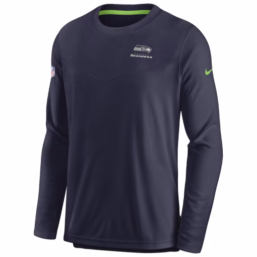 Seattle Seahawks Nike Sideline Lockup Performance Pullover Sweatshirt – Navy - Image 2