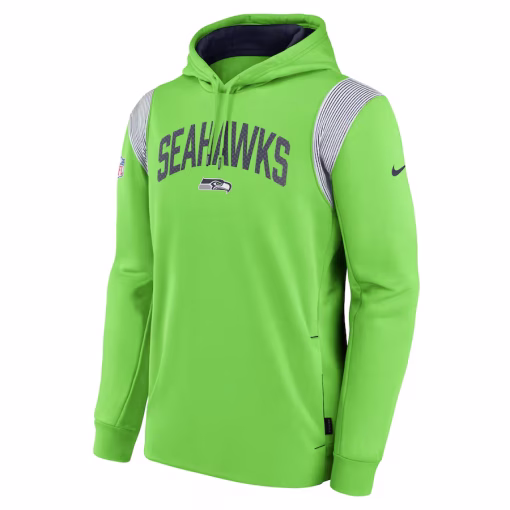 Seattle Seahawks Nike Sideline Athletic Stack Performance Pullover Hoodie – Neon Green - Image 2