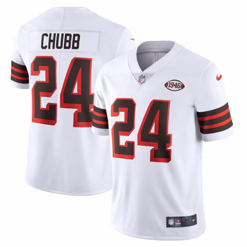 Nick Chubb Cleveland Browns Nike 1946 Collection Alternate Vapor Limited Jersey – White