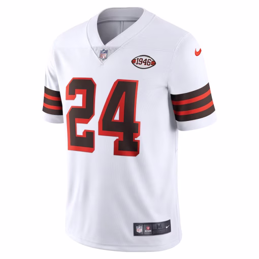 Nick Chubb Cleveland Browns Nike 1946 Collection Alternate Vapor Limited Jersey – White - Image 2