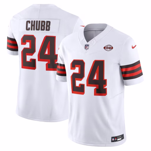 Nick Chubb Cleveland Browns Nike Vapor F.U.S.E. Limited Jersey – White