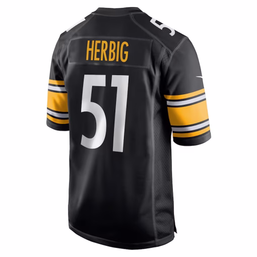 Men’s Pittsburgh Steelers Nick Herbig Nike Black Game Jersey - Image 3