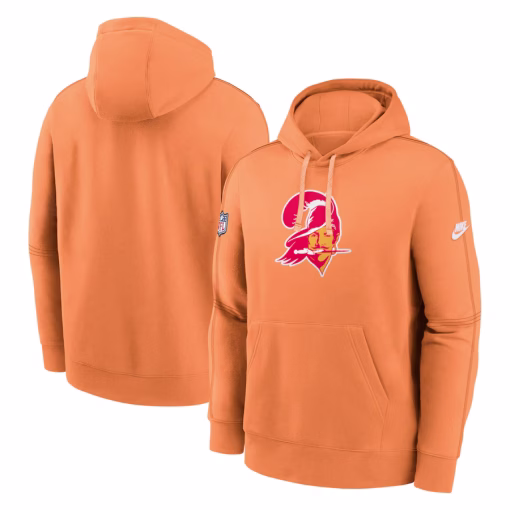 Tampa Bay Buccaneers Nike Throwback Logo Club Tri-Blend Pullover Hoodie – Orange