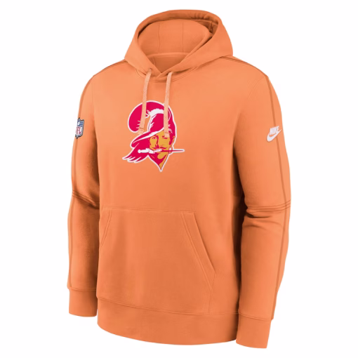 Tampa Bay Buccaneers Nike Throwback Logo Club Tri-Blend Pullover Hoodie – Orange - Image 2
