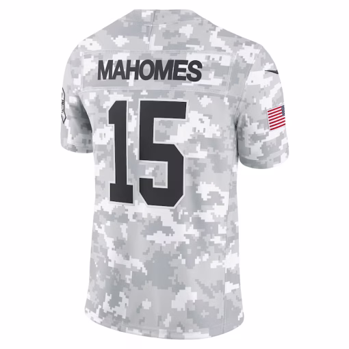 Men’s Kansas City Chiefs Patrick Mahomes Nike Arctic Camo 2024 Salute to Service Limited Jersey - Image 3