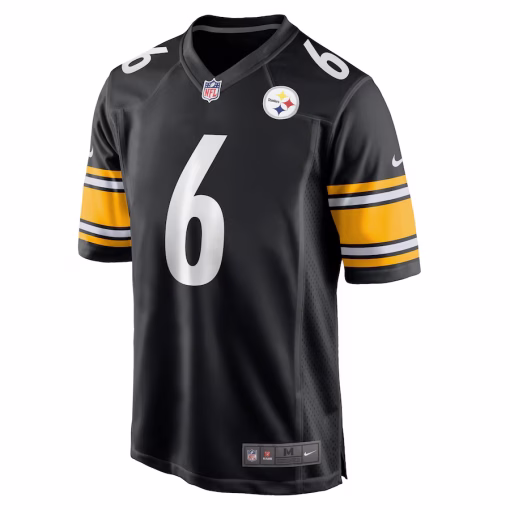Men’s Pittsburgh Steelers Patrick Queen Nike Black Game Player Jersey - Image 2