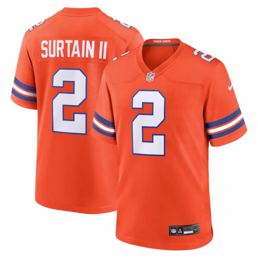 Patrick Surtain II Denver Broncos Nike Mile High Collection 1977 Throwback Player Game Jersey – Orange